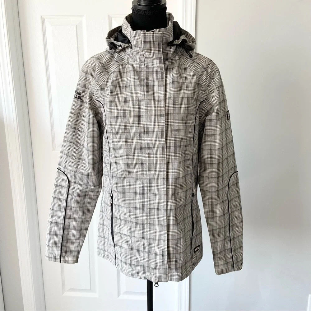 Kerrits Rain Shelter Barn Jacket Medium Tan Plaid - Picture 1 of 16